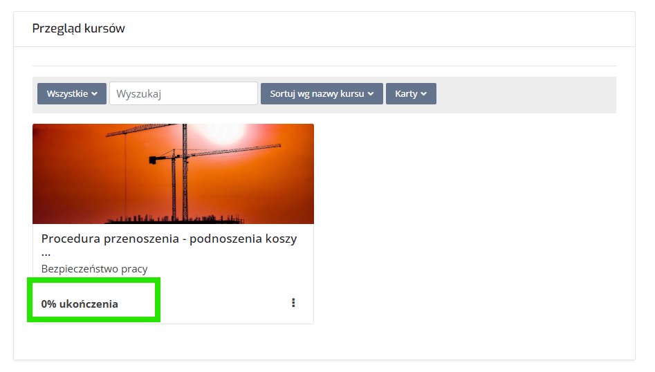 procentowy postęp w szkoleniu